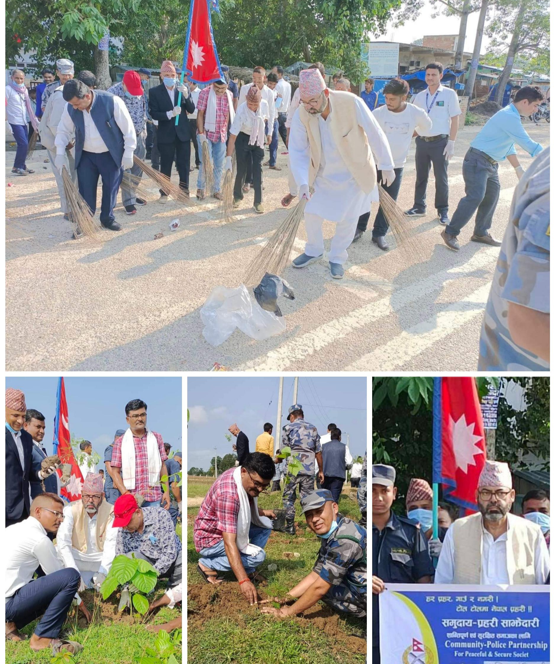 संबिधान दिवसको अवसरमा नरैनापुरमा बृक्षा रोपण र सरसफाई गर्दै